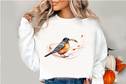 Autumn American Robin Bird Clipart, an Illustration by Watercolor design (Thumbnail 3 of 5)