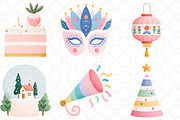 Happy New Year Clipart, an Illustration by Black Bird Studio (Thumbnail 6 of 6)
