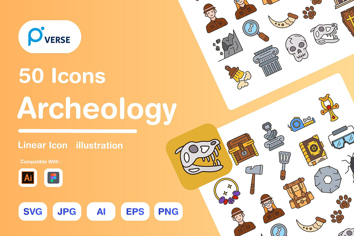 50 Archeology Icons – Editable Icons, an Outline Icon by Pexelverse (Photo 1 of 2)