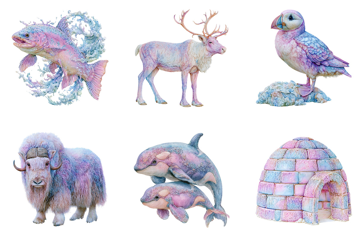 Watercolor Arctic Animals Clipart, a Seasonal Illustration by CreationArt (Photo 3 of 5)