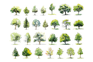 Tree Sketches Icons Set Low Detailed, an Object Illustration by LadadikArt