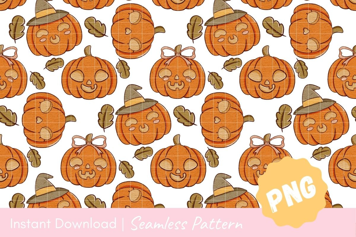 Halloween Pumpkin Seamless Pattern, a Texture Illustration by CpSnowy (Photo 2 of 5)