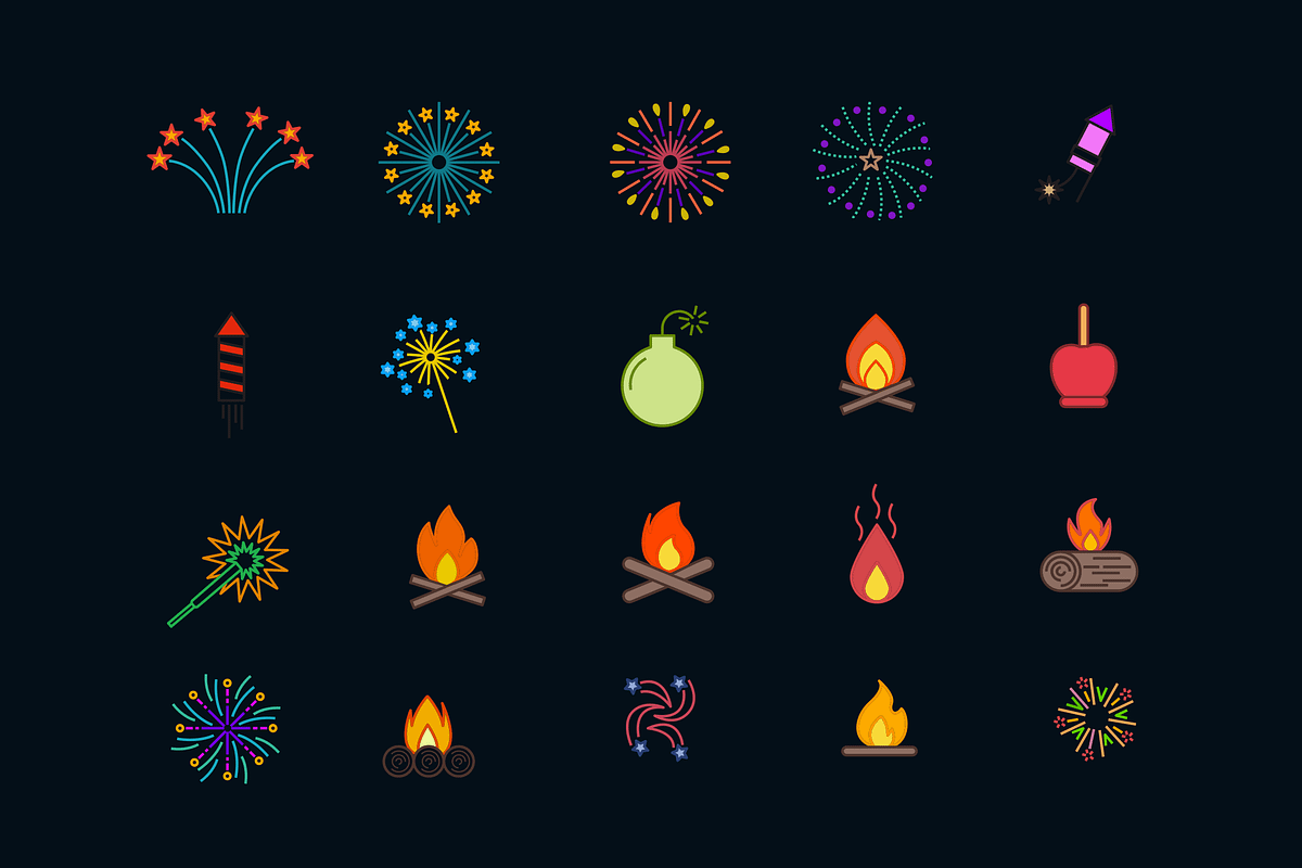20 Bonfire and Fireworks Icons preview 2