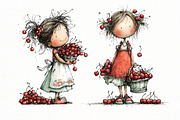Whimsical summer girl Clipart, an Illustration by Designworld (Thumbnail 6 of 6)