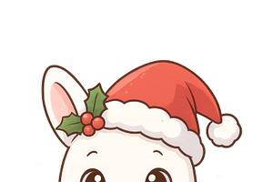 Cute anime animal wearing santa hat, an Illustration by Dvoevnore photos