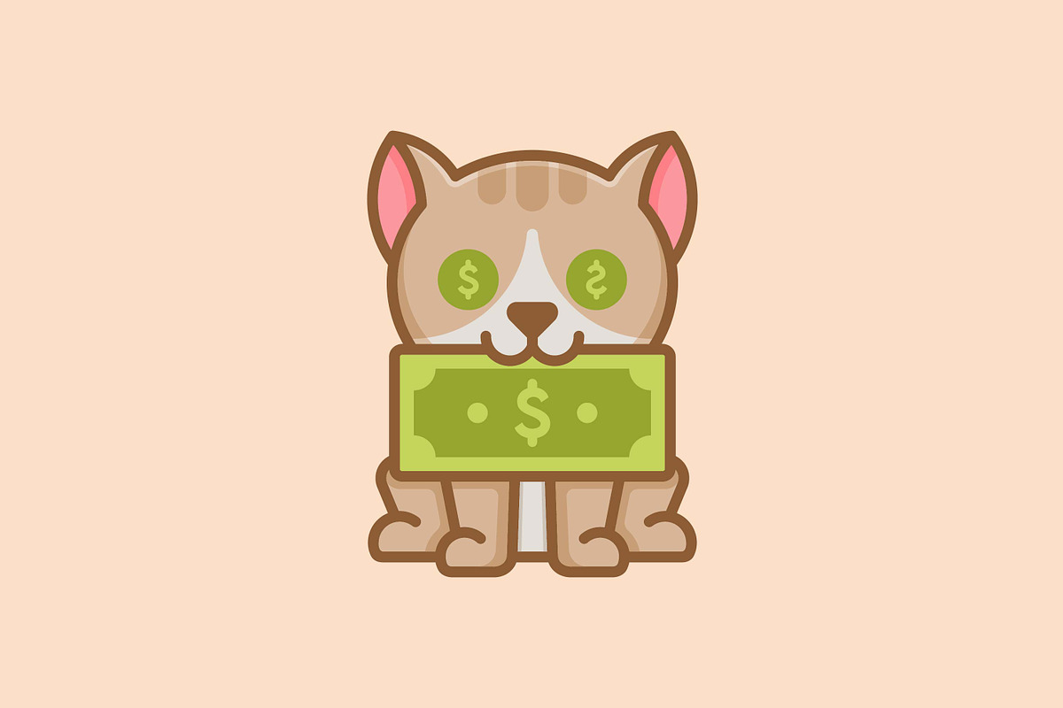 cute dollar cat vector template logo, a Branding & Logo Template by OmerStudio