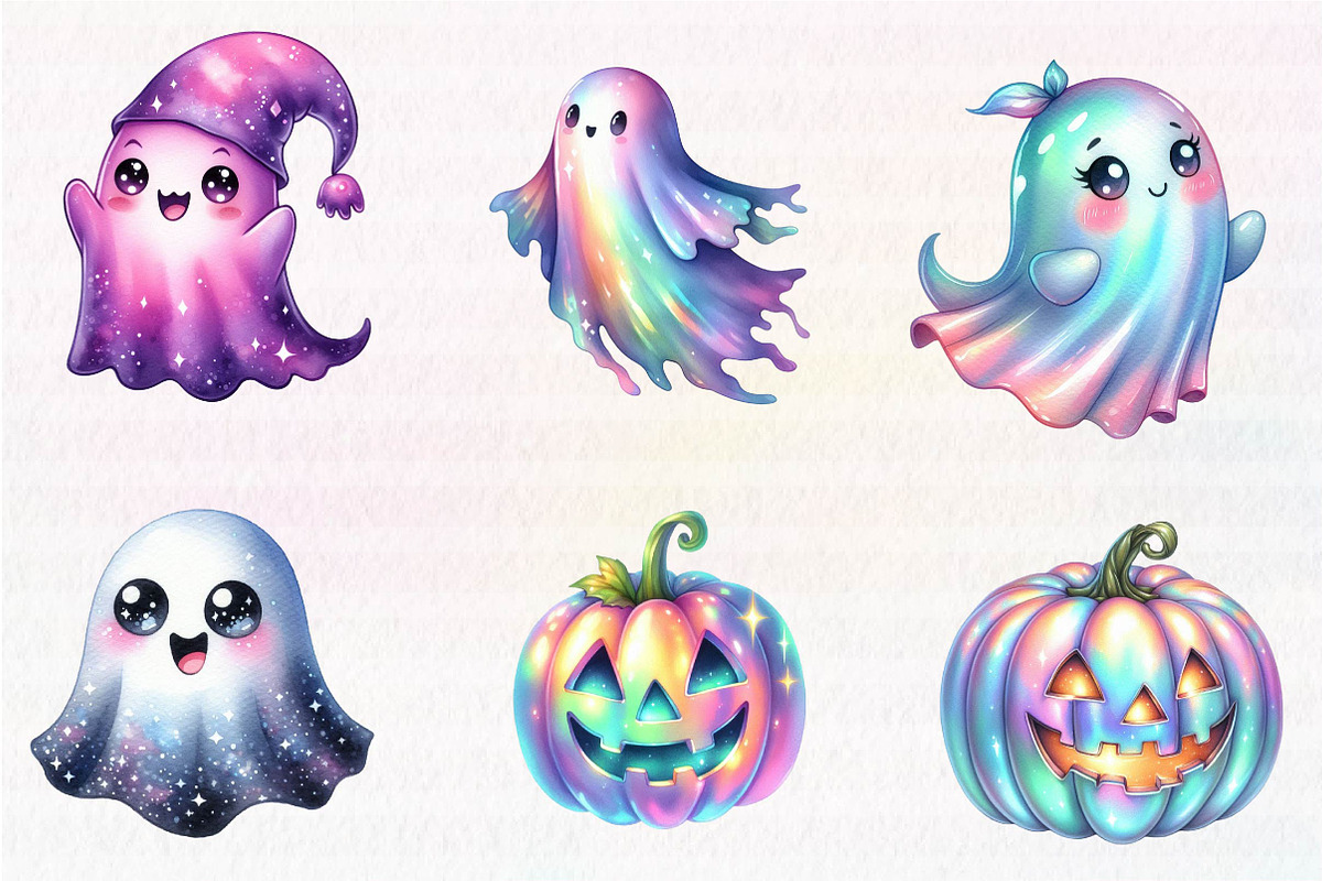 Kawaii Iridescent Halloween Clipart, an Illustration by CreationArt (Photo 3 of 5)
