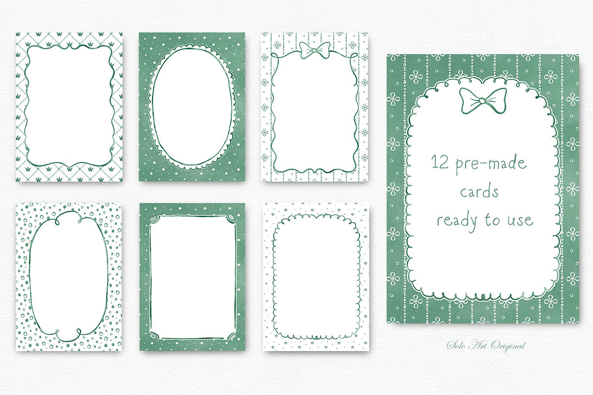 Sage Green Watercolor Bows Frames, a Background Graphic by Solo Art Original (Photo 8 of 14)
