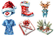 Christmas Nurse Clipart Set, an Illustration by Daily.Designs (Thumbnail 3 of 5)