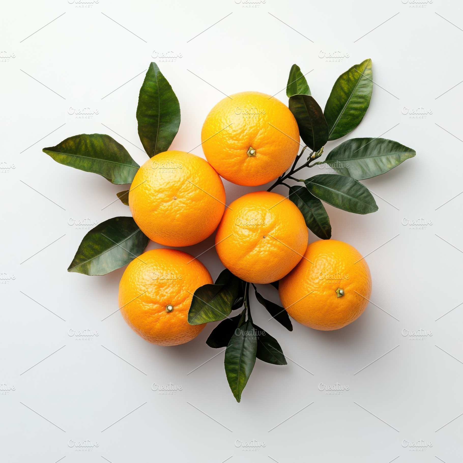 Bunch of orange with branch and leav, a Food & Drink Photo by Pixeness Studio
