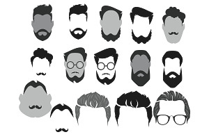 Mens Heads, Hair & Beards Set 2