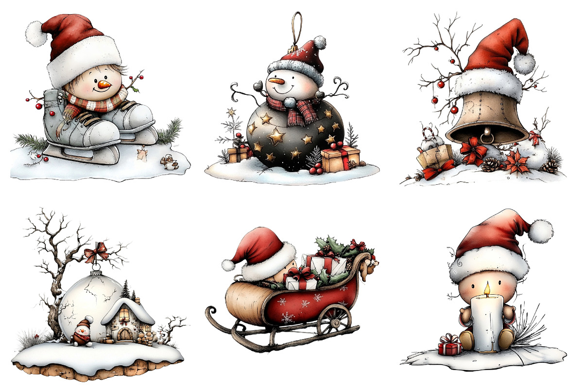 Vintage Old Christmas Clipart Bundle, an Illustration by Daily.Designs (Photo 5 of 5)