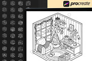 65 Procreate Isometric Stamps, a Brush Add-On by DrawingStoryShop (Thumbnail 2 of 6)