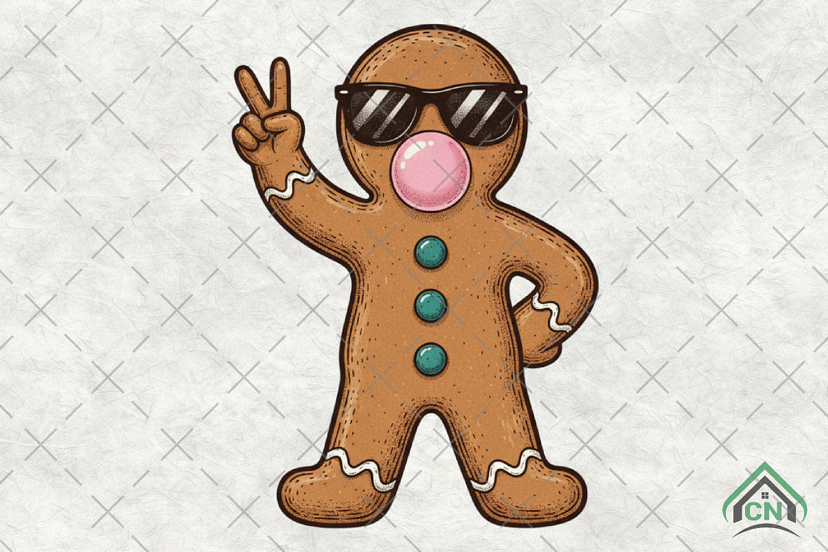 Gingerbread Christmas Blowing Bubble, an Illustration by Craft Nest (Photo 1 of 6)