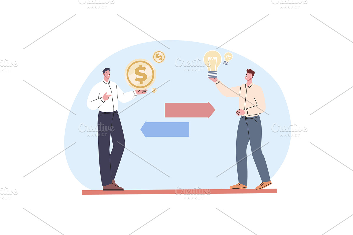 Exchange ideas for money. Creative, a Finance Illustration by Valerie Bodnar