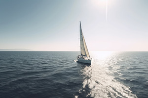 Sailing yacht in the sea. 3D render., a Photo by Iftikhar Alam