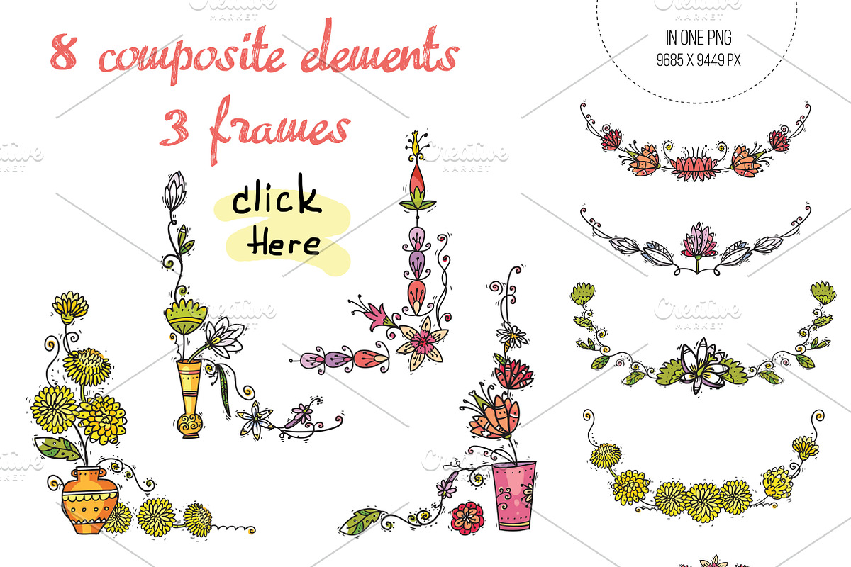 Indian Flowers - 55 objects+, an Illustration by Zooza Art (Photo 4 of 9)