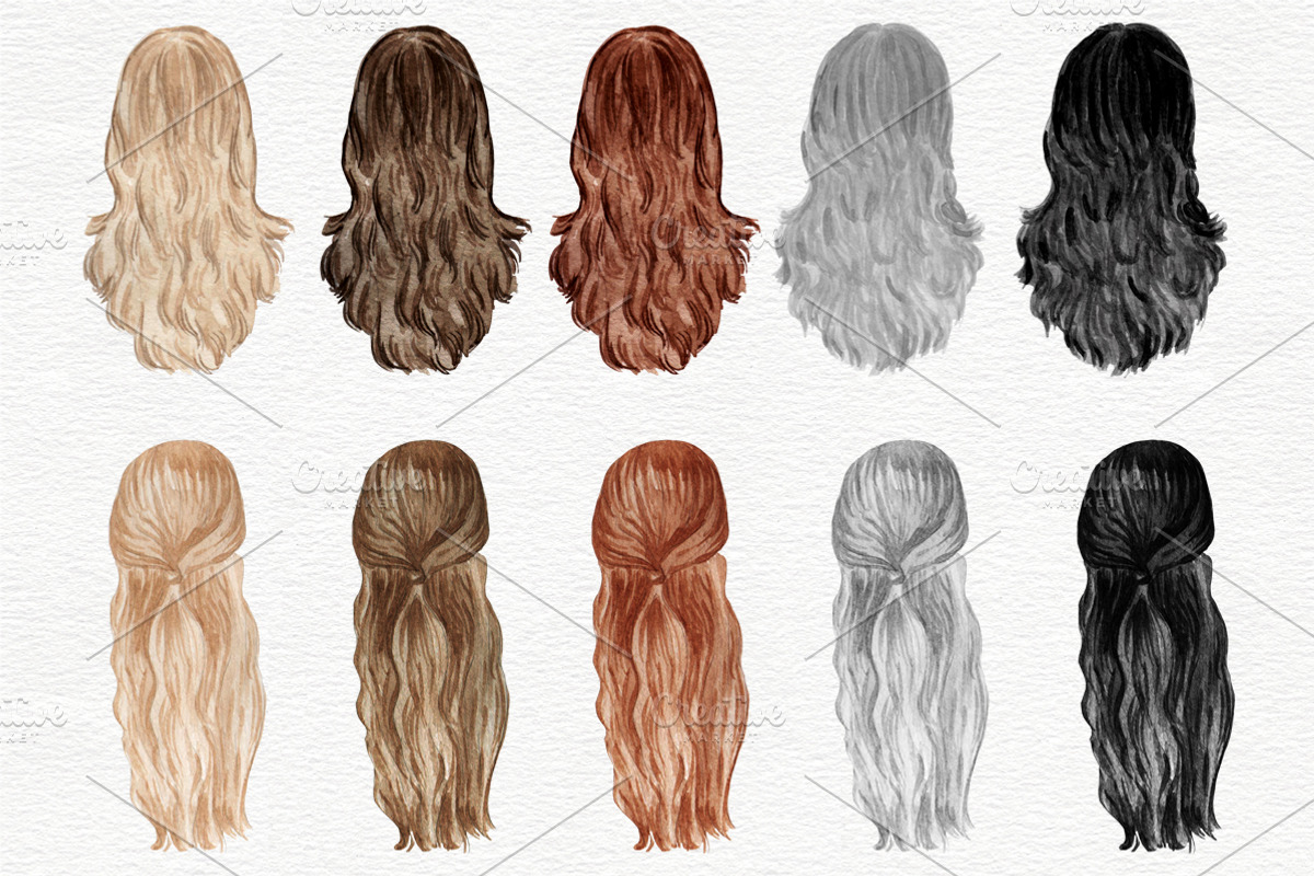 Female Hairstyles set, a Person Illustration by Colibri Watercolor (Photo 12 of 14)