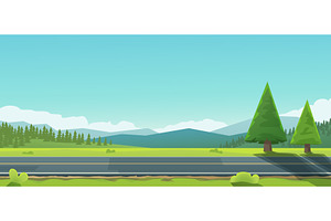 scenic road with mountains and, an Illustration by IfH