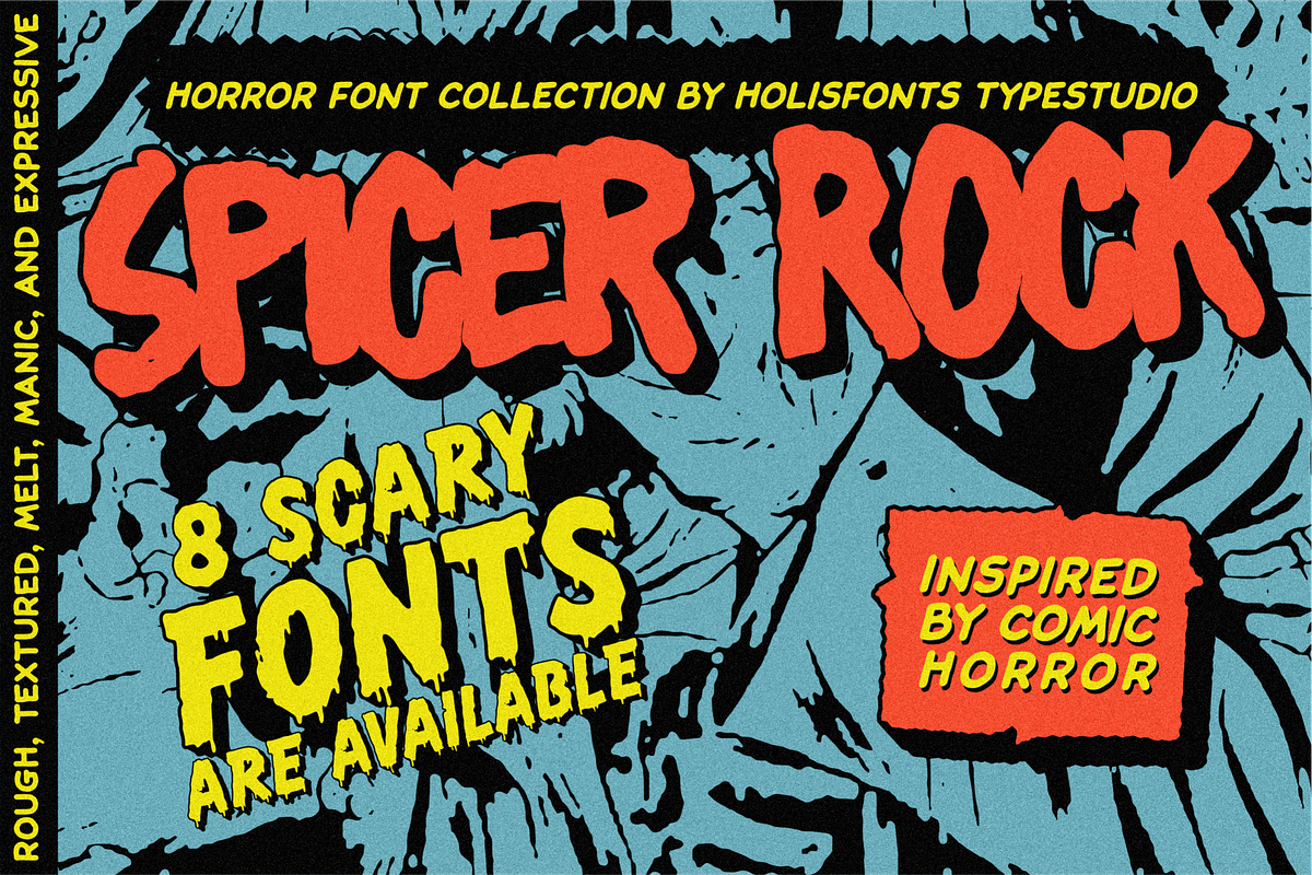 Spicer Rock Horror Font Collection, a Sans Serif Font by 24Design Studios (Photo 1 of 10)