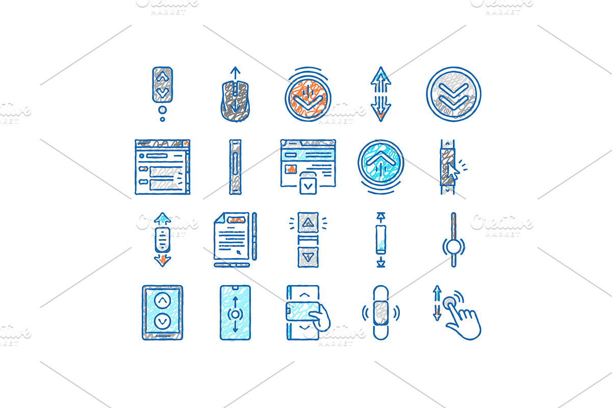 Scroll Computer Mouse Cursor Icons, an Object Illustration by pikepicture