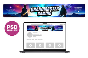 Gaming YouTube Banner Template, a Social Media Template by Vaughn Studios