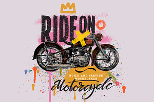 Poster hand drawn Ride on motorcycle, a Transportation Illustration by Vector photo shop