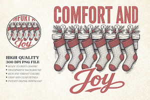 Vintage Comfort And Joy Christmas, a Seasonal Illustration by Libby Wishes