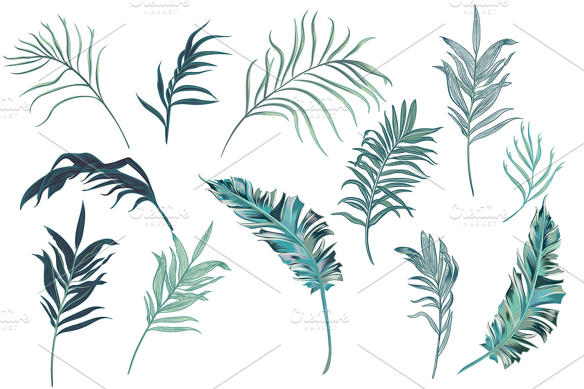 Palm leaves vector seamless pattern, a Pattern Graphic by FleurArt (Photo 3 of 9)