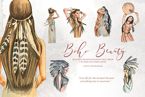 Watercolor Boho Beauty Clipart