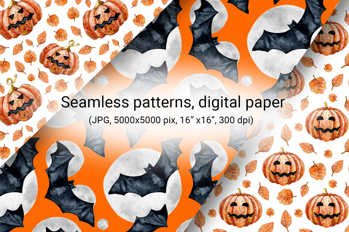Happy halloween digital paper set, a Pattern Graphic by Artmanata (Photo 6 of 12)