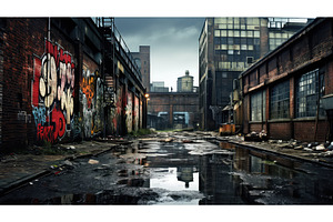 graffiti urban industrial background, an Industrial Photo by pikepicture