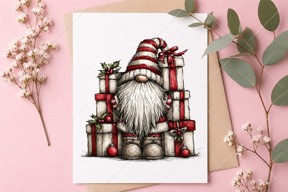 Whimsical Christmas Gnome Clipart, a Seasonal Illustration by Canvas Craft (Photo 10 of 10)