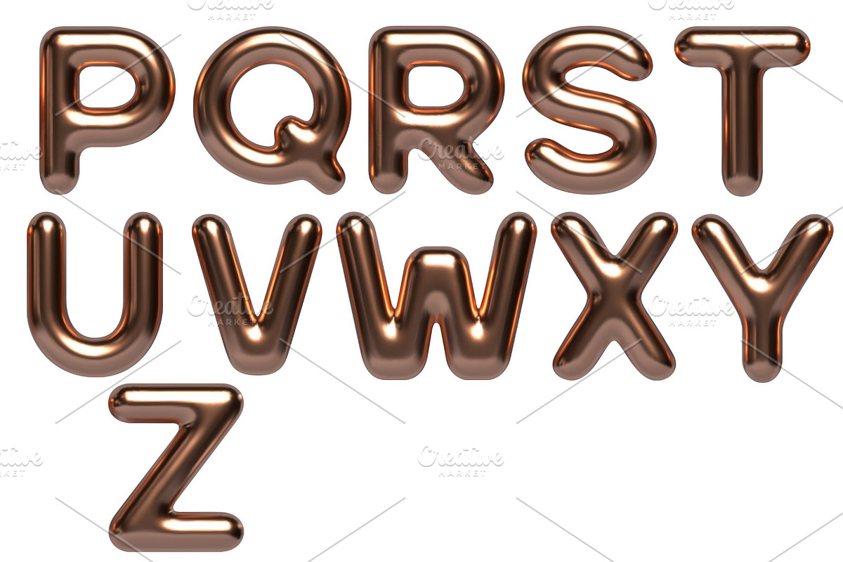 Copper Metallic Alphabet, Numbers, an Illustration by Stellalunarts (Photo 4 of 4)
