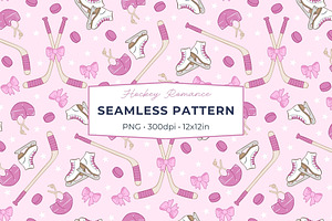 Pink Ice Hockey Seamless Pattern, a Pattern Graphic by Fern & Quill