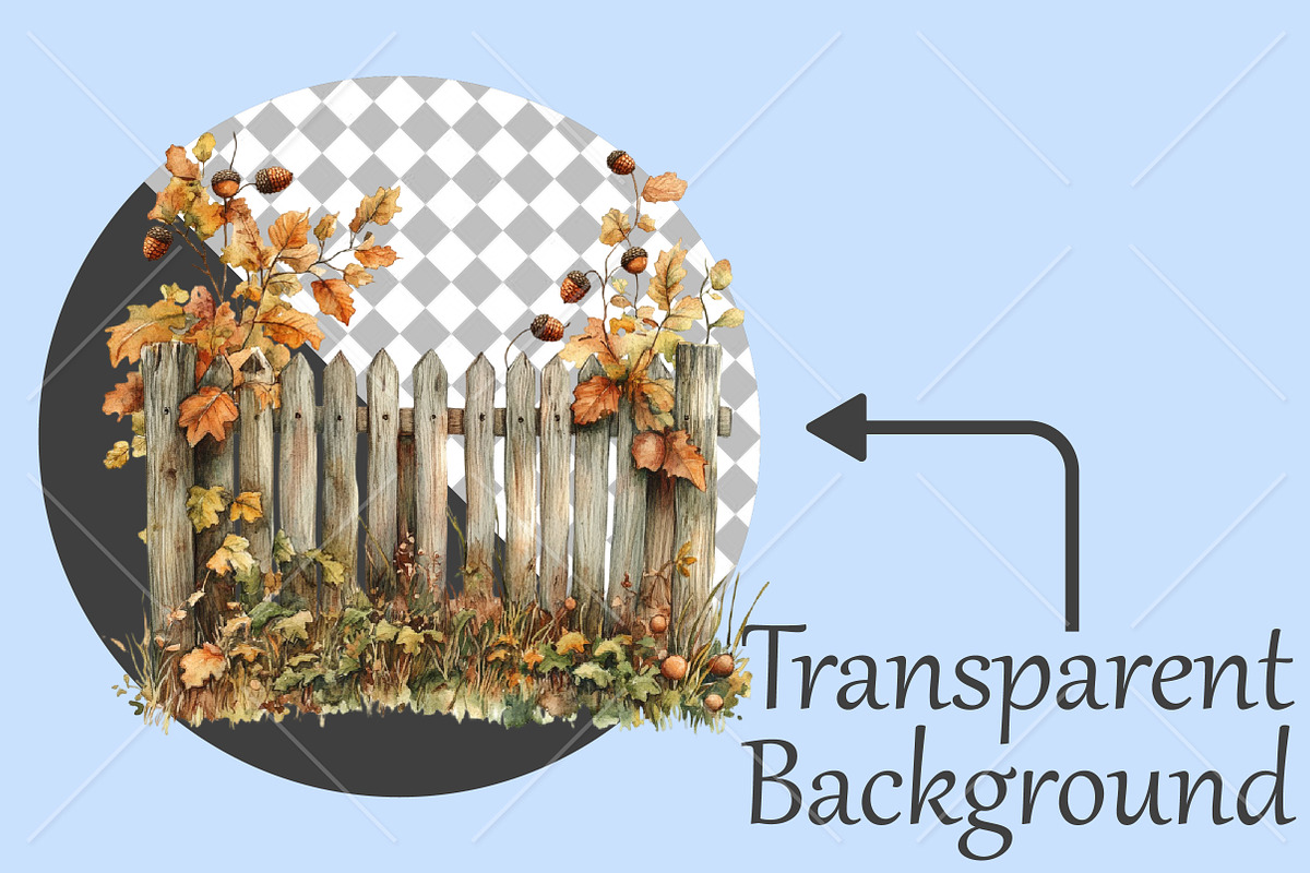 Whimsical Autumn Fence Clipart, a Seasonal Illustration by Canvas Craft (Photo 2 of 10)