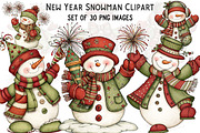 New Year Snowman Clipart Bundle, an Illustration by Craft Nest (Thumbnail 1 of 8)