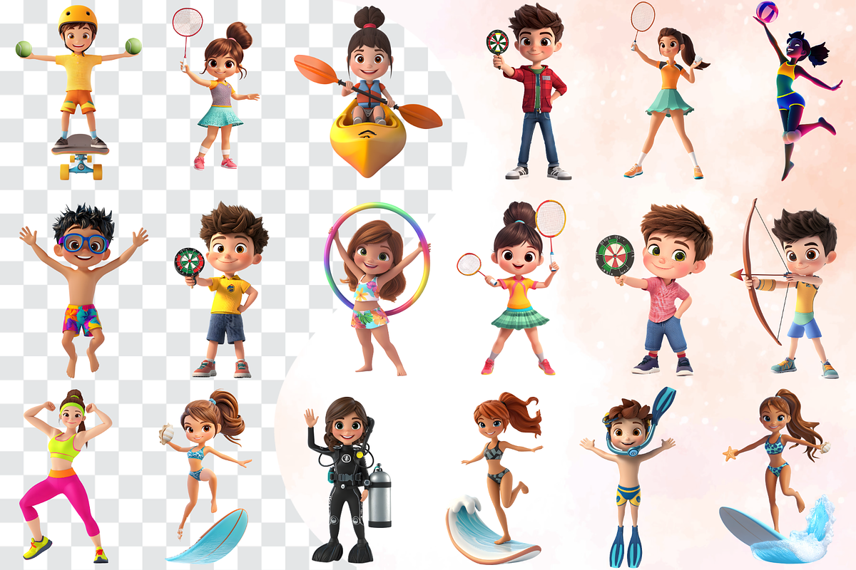 Cute 3D Summer Sport Characters, a Characters & Person 3D Model by Flourish Spark (Photo 2 of 9)