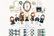 Back To School Goose whimsical girls, an Education Illustration by Invite to Clipart (Thumbnail 1 of 11)