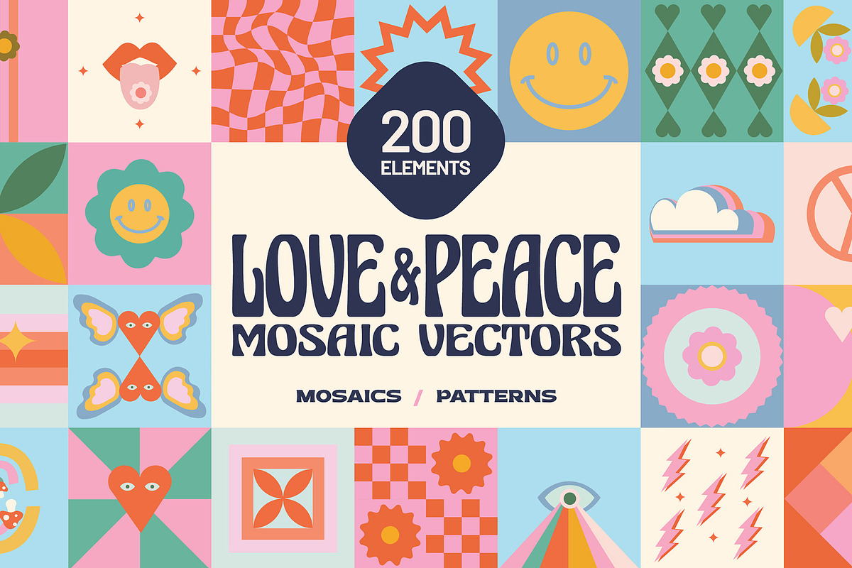200 Vector Mosaics & Patterns, a Pattern Graphic by assetpro.design (Photo 1 of 16)