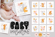 Baby Milestone Dino Girl Cards, an Object Graphic by Happy Letters (Thumbnail 1 of 5)