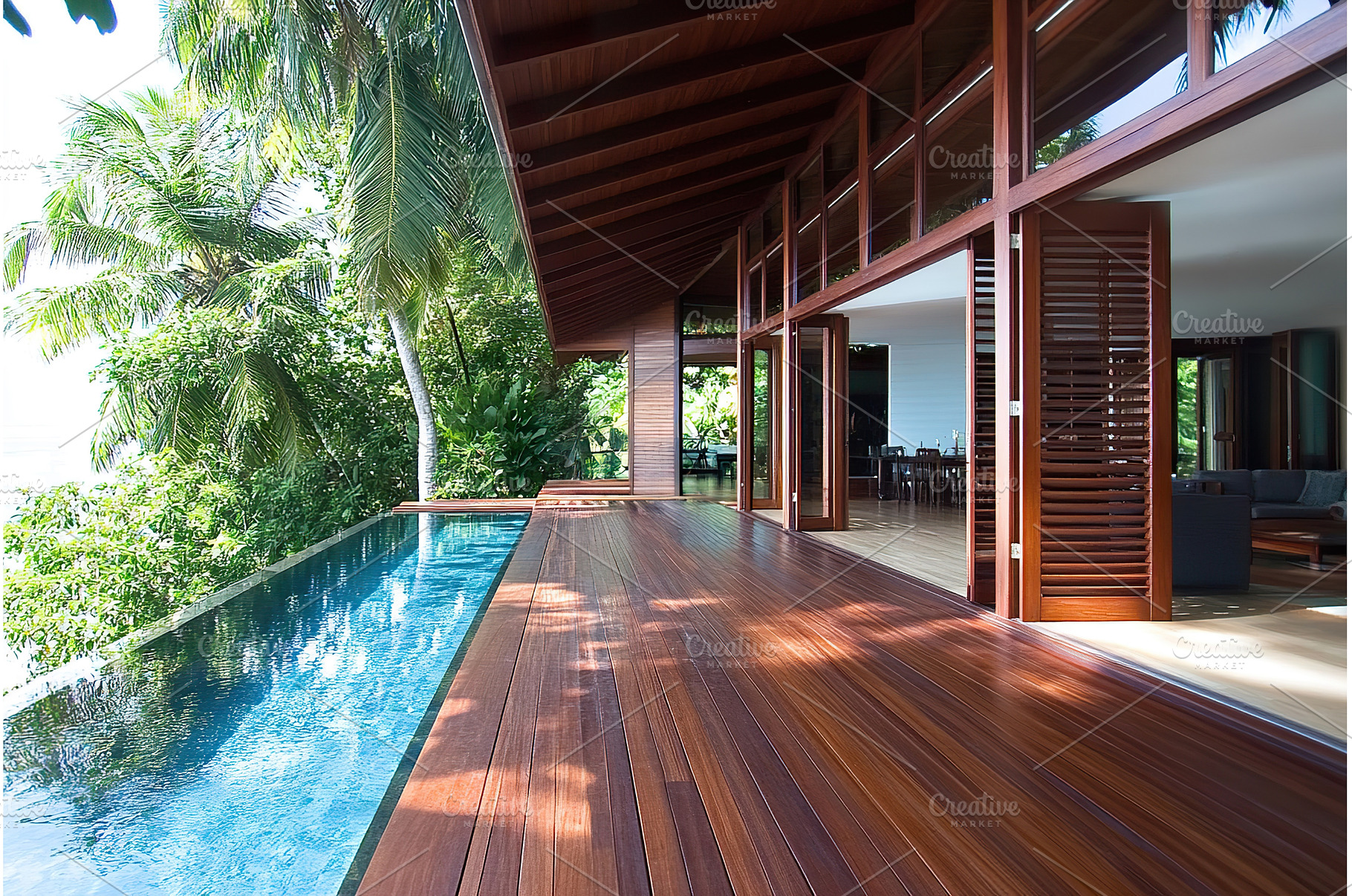 Luxurious tropical villa with wooden, an Architecture Photo by Lermont51