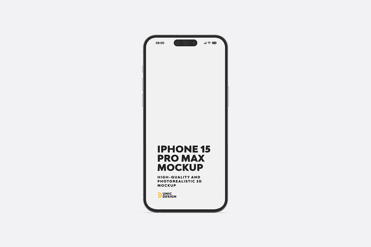 iPhone 15 Pro Max Mockup, an iPhone Mockup by UnicDesign (Photo 1 of 10)