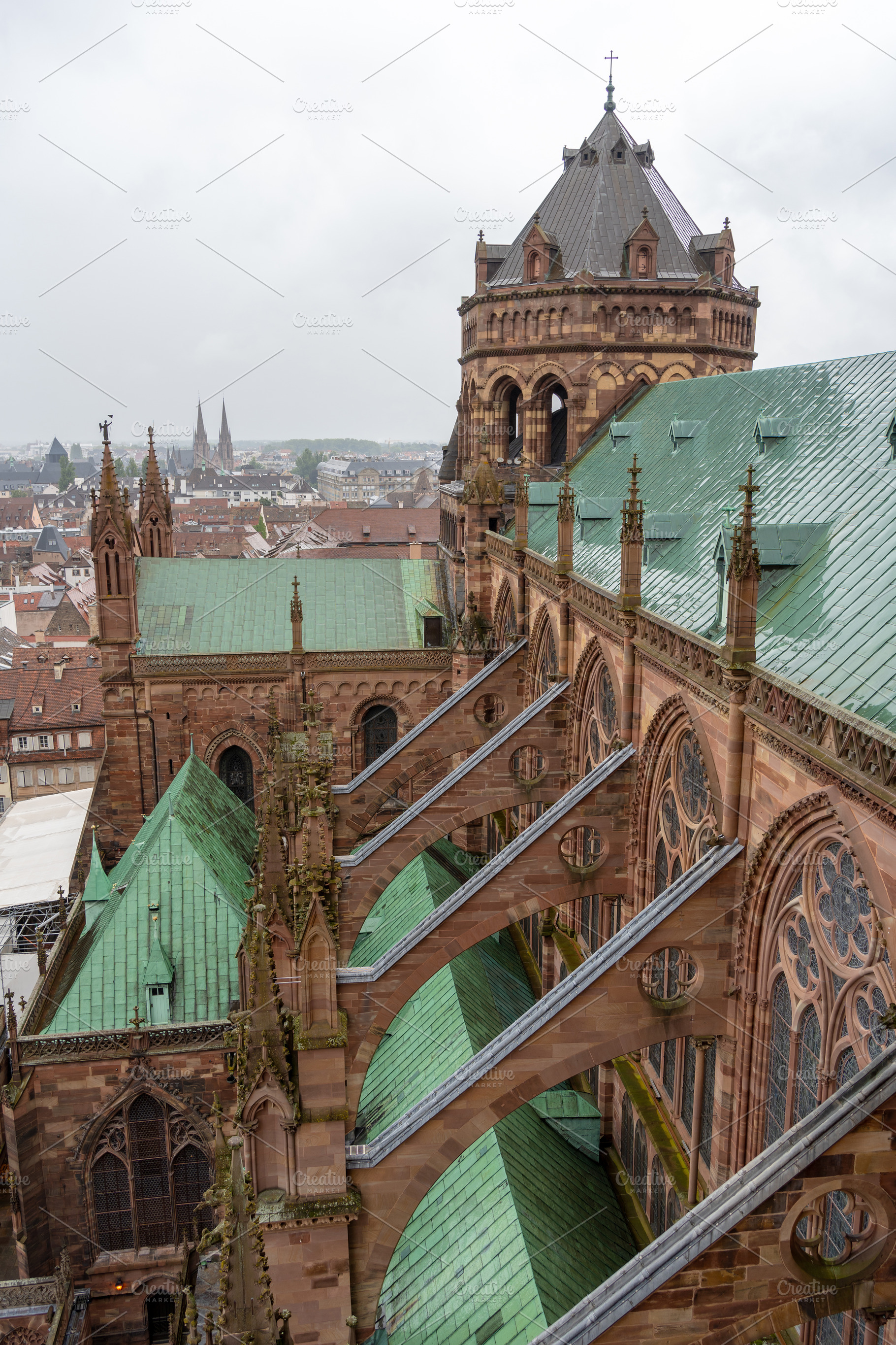 Roof and flying buttresses of Strasbourg Cathedral in France, an Architecture Photo by GoodGoods