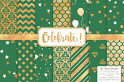 Gold Foil Digital Papers in Emerald, a Pattern Graphic by Amanda Ilkov (Thumbnail 1 of 4)