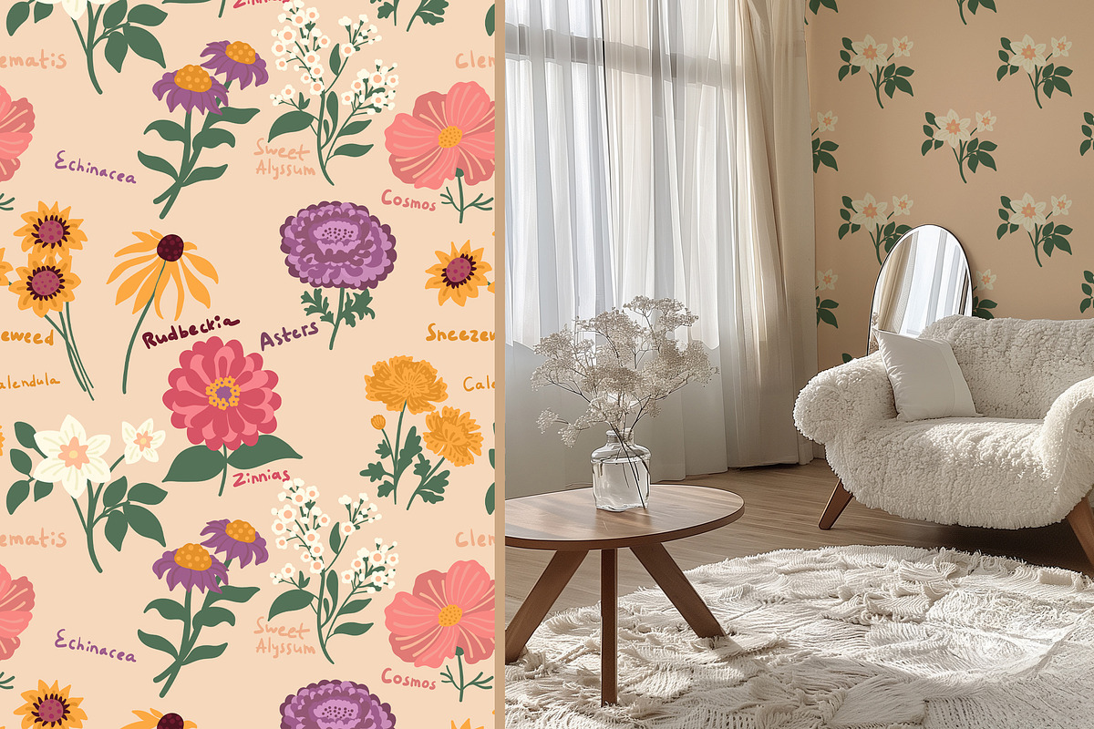 Garden Flowers patterns & clipart, a Pattern Graphic by Carpet Tapete Pretzel (Photo 7 of 15)
