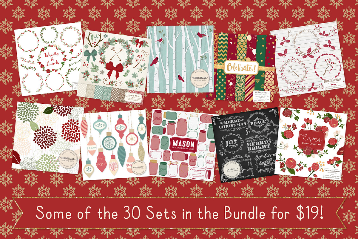 Huge Christmas Art Bundle - Save 87%, a Decorative Illustration by Amanda Ilkov (Photo 2 of 3)