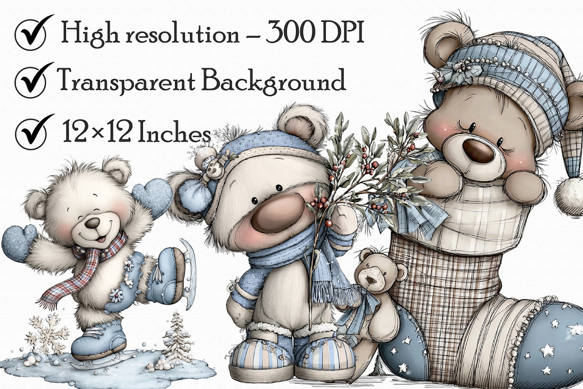Christmas Bears Clipart Bundle, an Illustration by Libby Wishes (Photo 5 of 7)