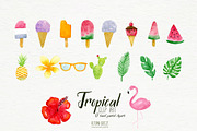 watercolor tropical clipart, a Decorative Illustration by Autumn Breeze (Thumbnail 2 of 2)