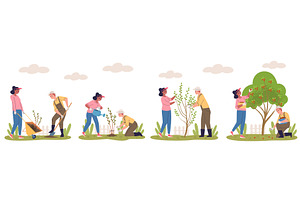 People planting tree stages. Man, an Object Illustration by Stock-Smart-Start